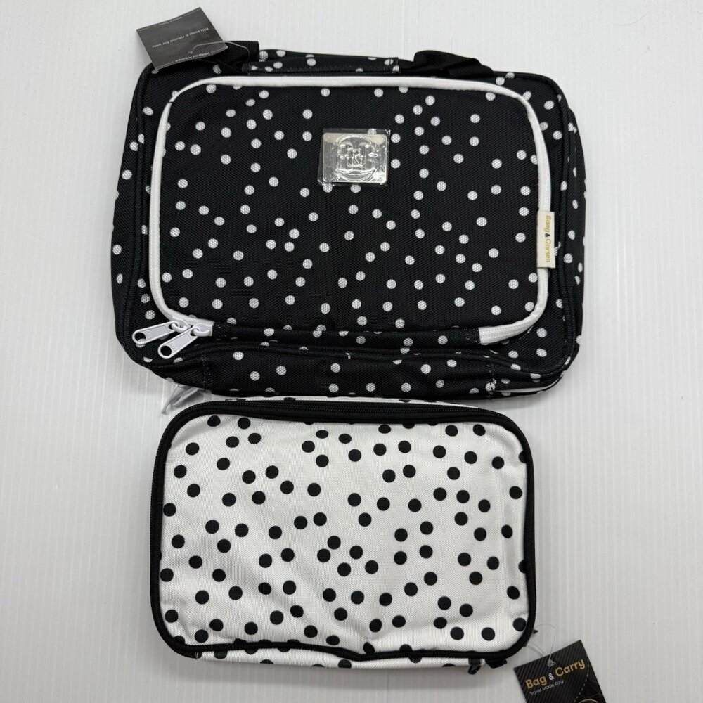 Bang & Carsen Hanging Travel Toiletry Bag Polka Dot Organizer Set NWT